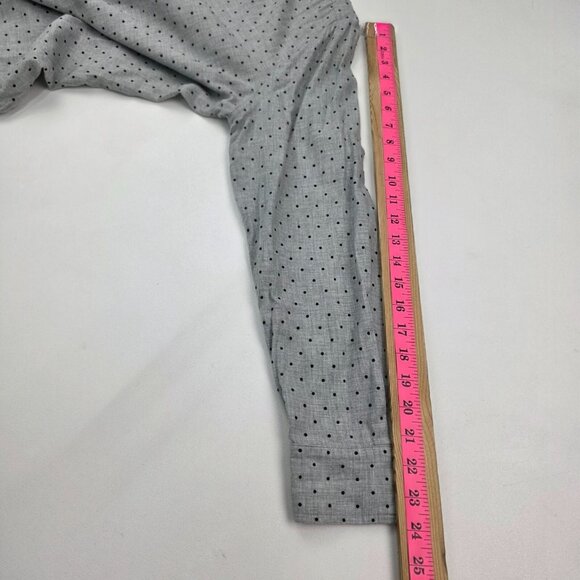 LOFT Womens L Gray Polka Dot Button Front Blouse Long Sleeve Collared Work Top - Picture 14 of 15